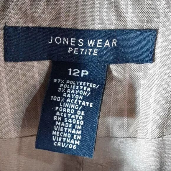 Jones wear Petite blazer women's size 12P striped tan pink * - Picture 3 of 10